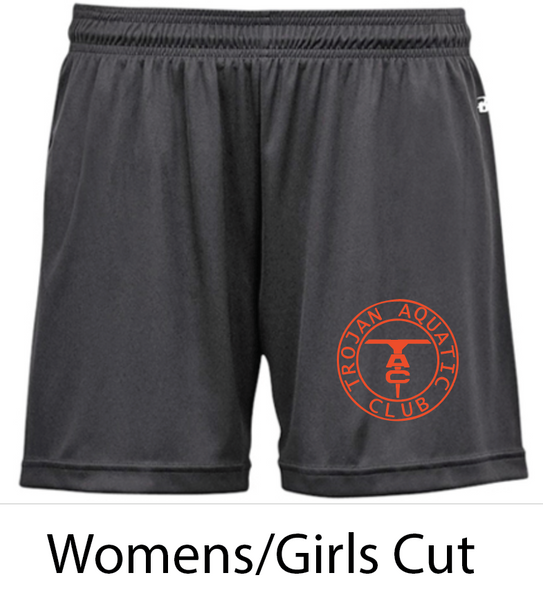 Girl's/Women's Cut Black Badger Shorts with Orange Print