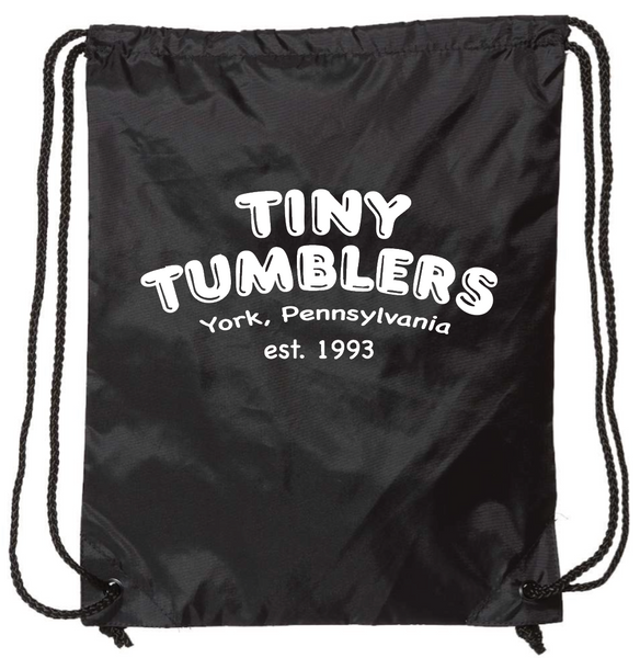 Black Tiny Tumblers Nylon Drawstring Bag