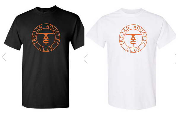 Black or White Unisex Short Sleeve T-Shirt  with orange print / Adult and Youth Sizes