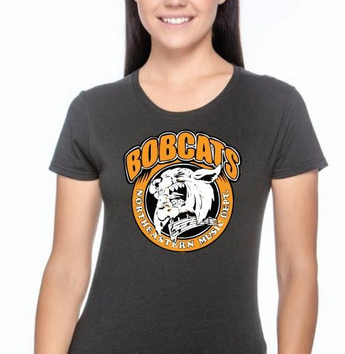 #4 Women's short sleeve T-Shirt - "Round Bobcat” Music Department Logo
