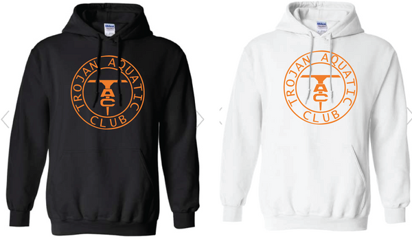 Black or White Hoodie with Orange Logo - Adult and Youth Sizes