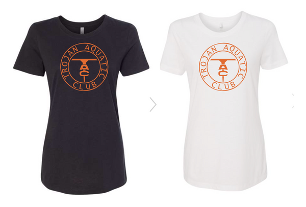 Women's Black or White Short Sleeve T-Shirt with Orange Print